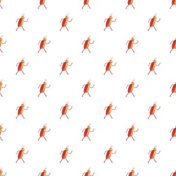 Cartoon cockroaches walking repeating seamless vector pattern Stock Illustration