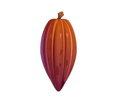 Cartoon cocoa pod or bean with ribbed texture Stock Illustration