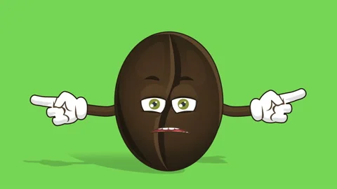 Cartoon Coffee Bean Double Pointer Bad with Face Animation Alpha Matte 스톡 동영상 100228883