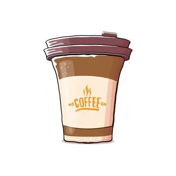 Cartoon Coffee cup isolated on white background . vector coffee paper color cup Stock Illustration