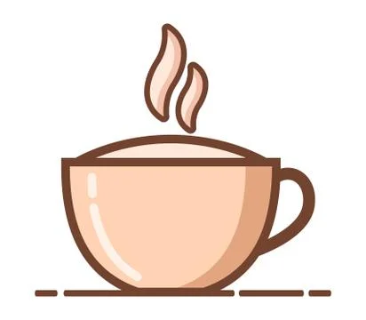 Cartoon coffee cup with smoke.Flat icon vector. Stock Illustration