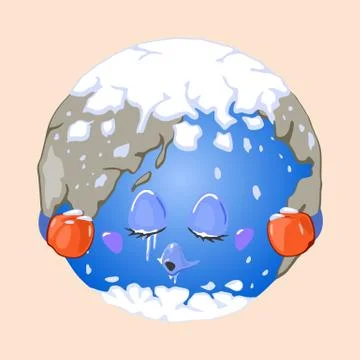 Cartoon cold planet character Stock Illustration
