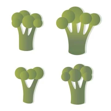 Cartoon collection with broccoli. Stock Illustration