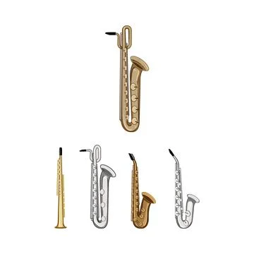 Cartoon collection of wind instruments for music concepts Stock Illustration