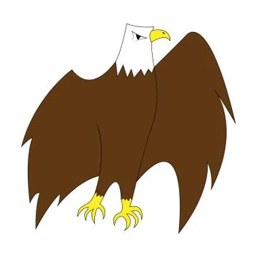 Cartoon color eagle outline. Vector color illustration isolated on white back 스톡 일러스트