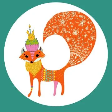 Cartoon color fox Stock Illustration