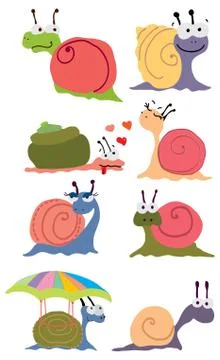 Cartoon color snails Stock Illustration