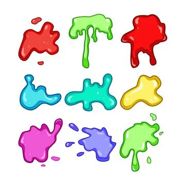 Cartoon color splatters creating fun abstract liquid blobs Stock Illustration