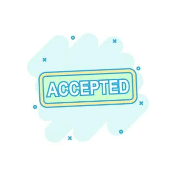 Cartoon colored accepted icon in comic style. Agree illustration pictogram. A Stock Illustration