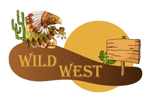 Cartoon colored character american eagle in traditional indian national costume Stock Illustration