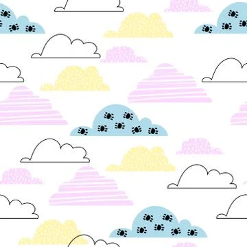 Cartoon colored clouds Stock Illustration
