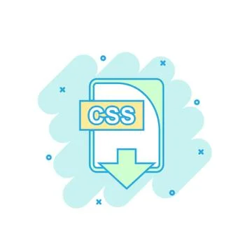 Cartoon colored CSS file icon in comic style. Css download illustration picto Stock Illustration