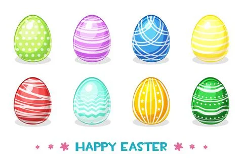 Cartoon Colored Easter eggs with different ornaments Stock-Illustration
