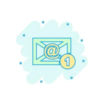 Cartoon colored email envelope message icon in comic style. Mail illustration Stock Illustration
