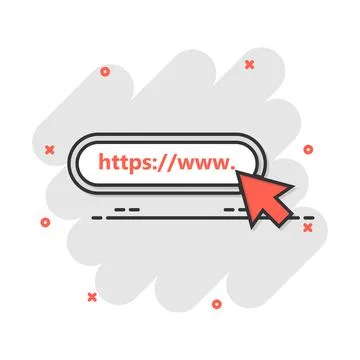 Cartoon colored go to web icon in comic style. Globe search illustration pict Illustrazione stock