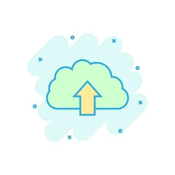 Cartoon colored internet cloud icon in comic style. Download illustration pic 스톡 일러스트