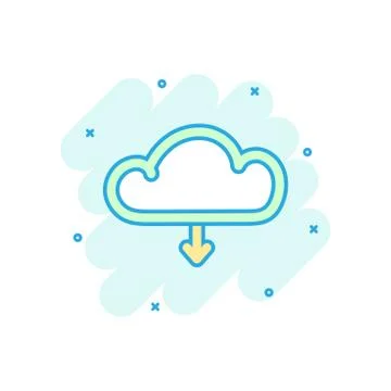 Cartoon colored internet cloud icon in comic style. Download illustration pic Stock Illustration