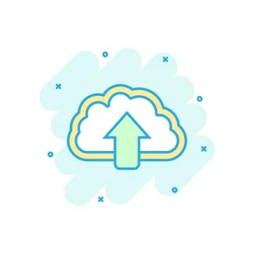 Cartoon colored internet cloud icon in comic style. Download illustration pic Stock Illustration
