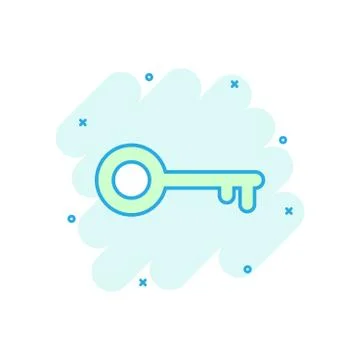 Cartoon colored key icon in comic style. Unlock illustration pictogram. Key s Stock Illustration