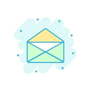 Cartoon colored mail envelope icon in comic style. Envelope illustration pict Stock Illustration
