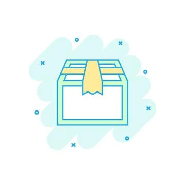 Cartoon colored open box icon in comic style. Shipping pack illustration pict Stock-Illustration