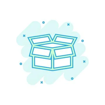 Cartoon colored open box icon in comic style. Shipping pack illustration pict 库存插图