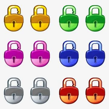 Cartoon colored padlock Stock Illustration