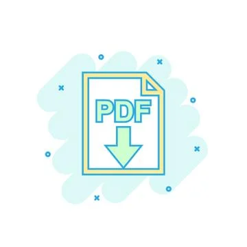 Cartoon colored PDF icon in comic style. Pdf document sign illustration picto Stockillustratie