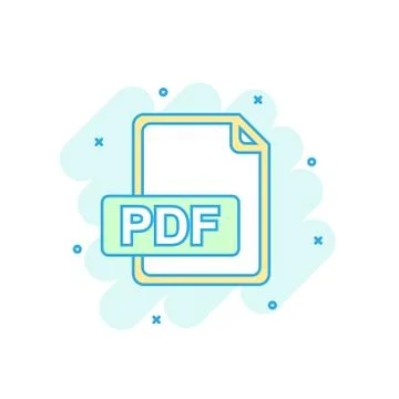 Cartoon colored PDF icon in comic style. Pdf document sign illustration picto イラスト素材