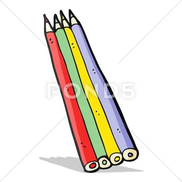 Cartoon colored pencils Stock Illustration