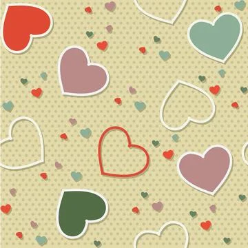 Cartoon Colored seamless pattern background valentine heart vector illustrati Stock Illustration