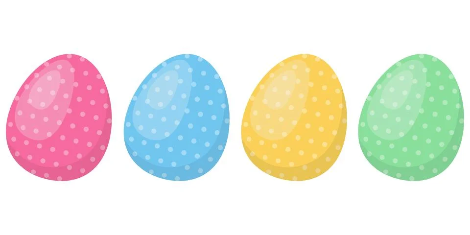 Cartoon colorful Easter eggs. Isolated on a white background. Vector Stock Illustration