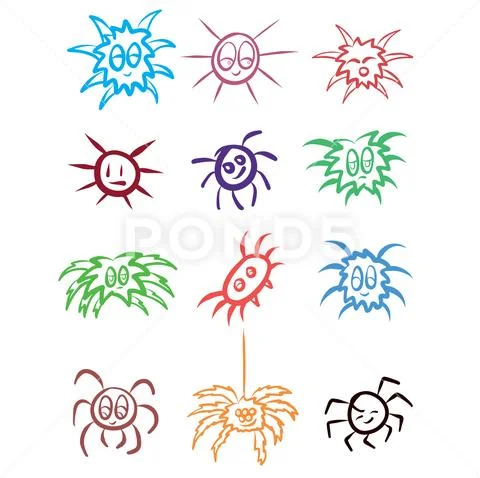 Cartoon Colorful Spider Drawing Vectors Stock Illustration