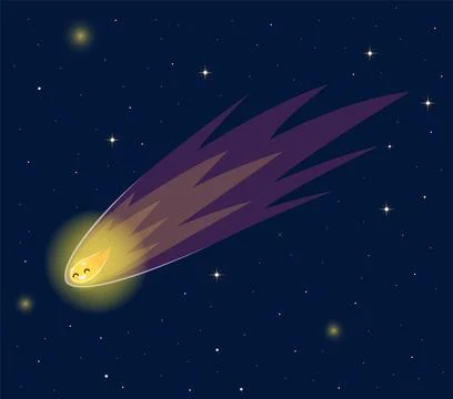 Cartoon comet asteroid character in solar system Stock Illustration