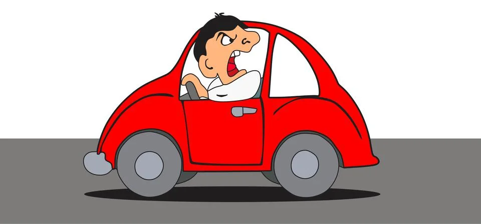 Cartoon comic angry driver shouting screaming on others behavior concept vector Illustration