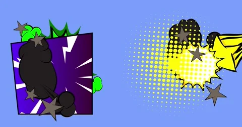 Cartoon comic background on blue animation Stock Footage 336350980