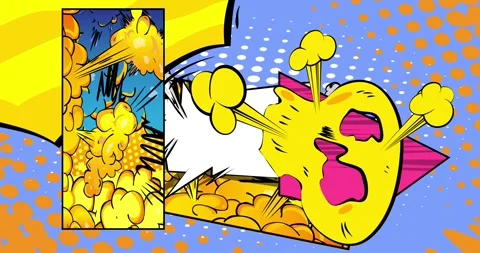 Cartoon comic background on blue video Stock Footage 336350986