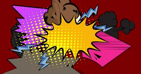 Cartoon comic background on dark red animation Stock Footage 336291759