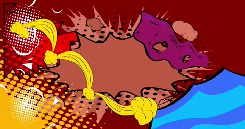 Cartoon comic background on dark red Stock Footage 336291761