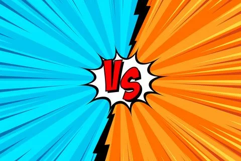 Cartoon comic background. Fight versus. Comics book colorful competition poster Stock-Illustration