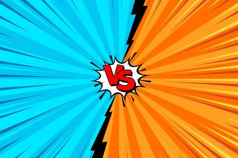 Cartoon comic background. Fight versus. Comics book colorful competition poster Stock-Illustration