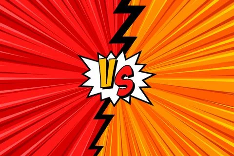Cartoon comic background. Fight versus. Comics book colorful competition poster Illustrazione stock
