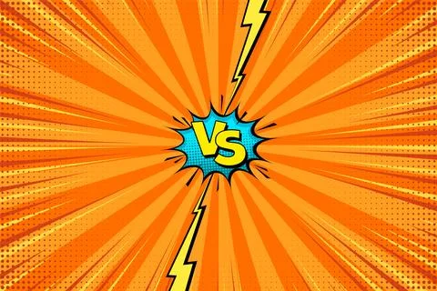 Cartoon comic background. Fight versus. Comics book colorful competition poster イラスト素材