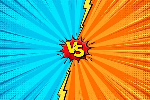 Cartoon comic background. Fight versus. Comics book colorful competition poster Stock-Illustration