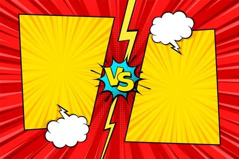 Cartoon comic background. Fight versus. Comics book colorful competition poster Stock Illustration