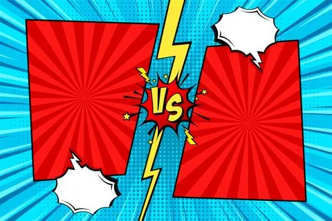 Cartoon comic background. Fight versus. Comics book colorful competition poster Illustrazione stock