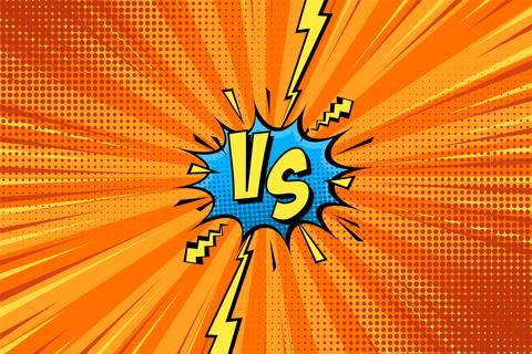 Cartoon comic background. Fight versus. Comics book colorful competition poster イラスト素材