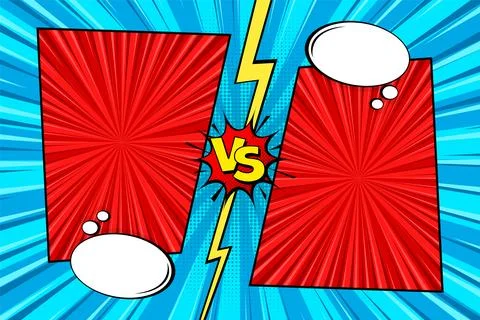 Cartoon comic background. Fight versus. Comics book colorful competition poster Stock-Illustration