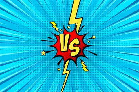 Cartoon comic background. Fight versus. Comics book colorful competition poster イラスト素材