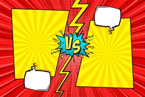 Cartoon comic background. Fight versus. Comics book colorful competition poster 库存插图
